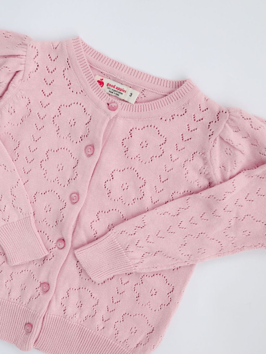 Pointelle Light Pink Floral Cardigan