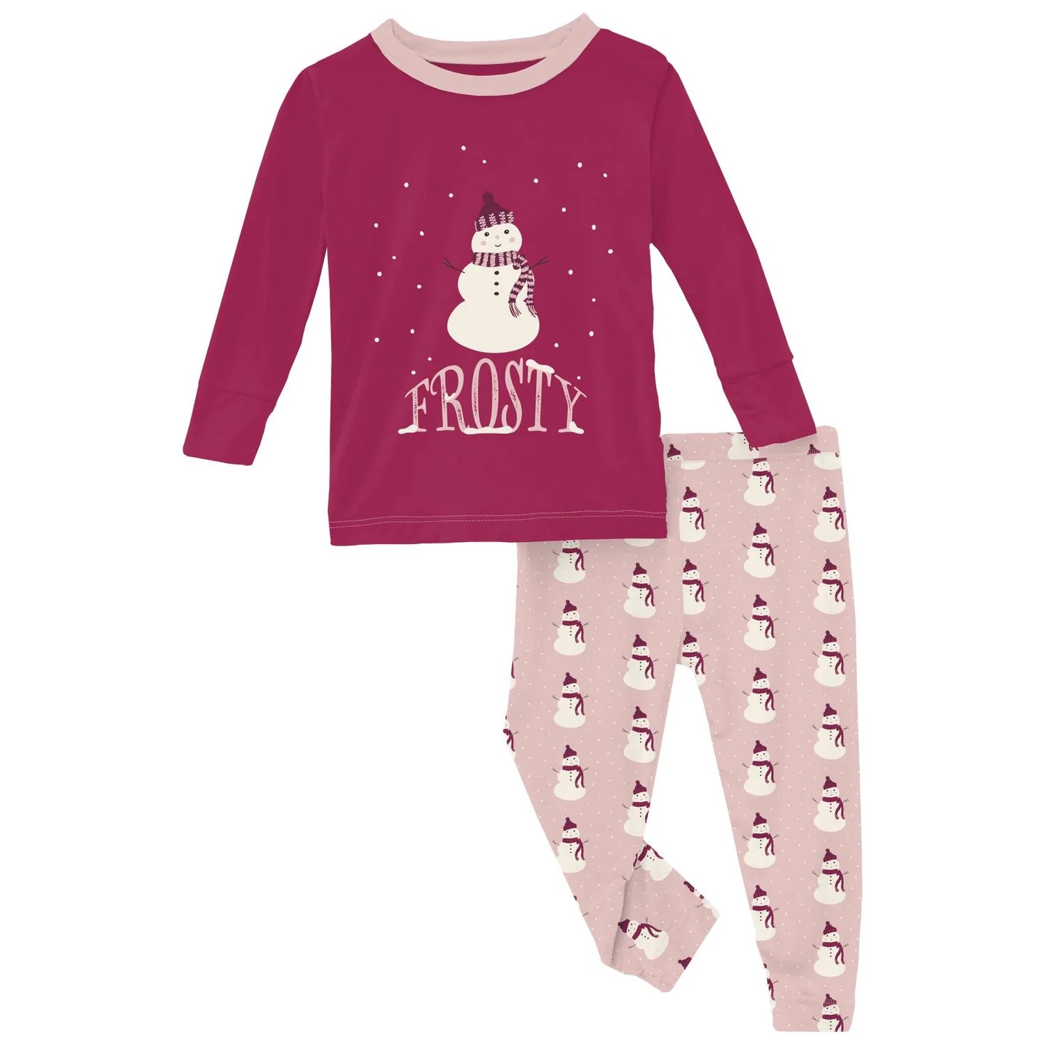 Graphic Tee Pajama Set in Baby Rose Tiny Snowman