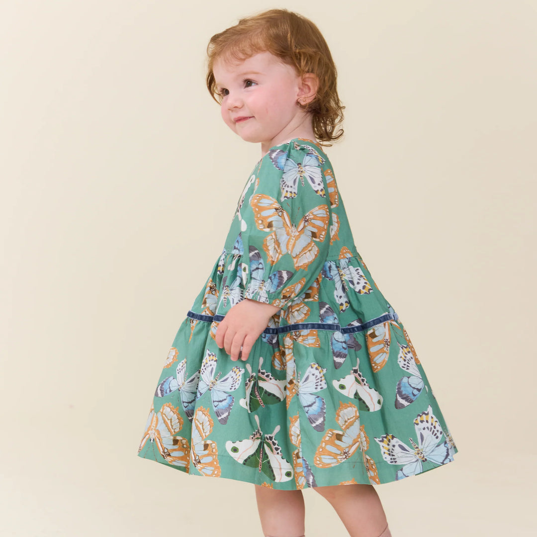 Baby Maribelle Dress Set - Green Butterflies