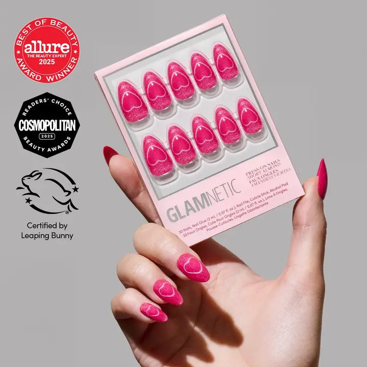 Text Me Back Press-On Nails | Short Almond Pink Magnetic
