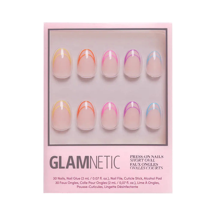 Neon Lights Press On Nails Short Oval