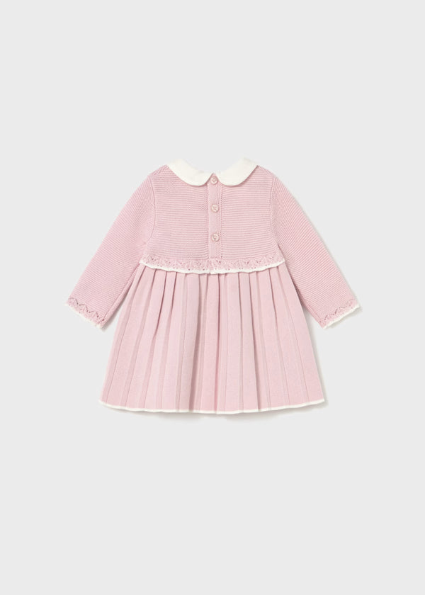 Baby Pink Pleated Knit Dress