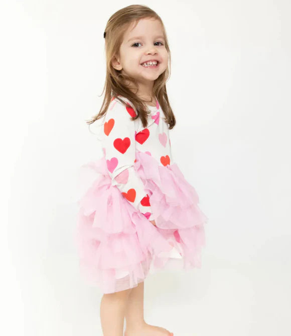 Big Hearts Long Sleee Layered Tulle Dress