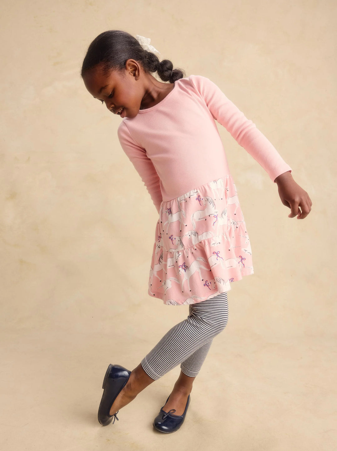 Tiered Skirt Twirl Dress - Royal Meadow Unicorns
