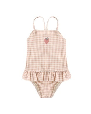 TORI SKIRTED ONE-PIECE PETAL GINGHAM