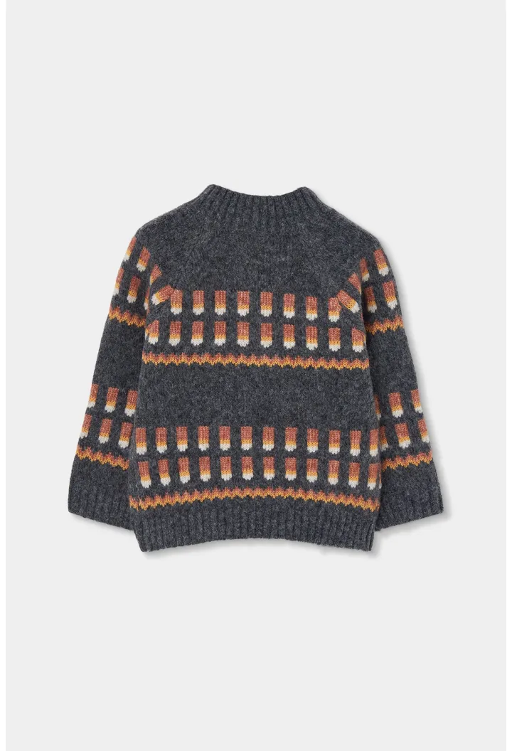 Patterned Quarter Zip Sweater