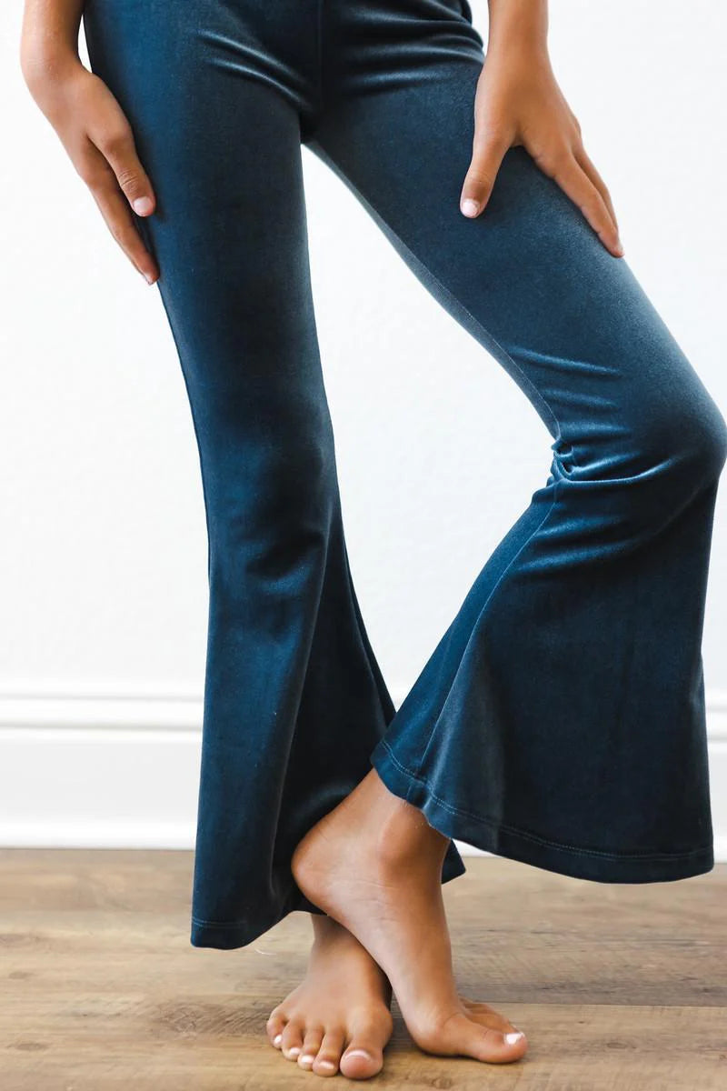 Denim Blue Velvet Bell Bottoms