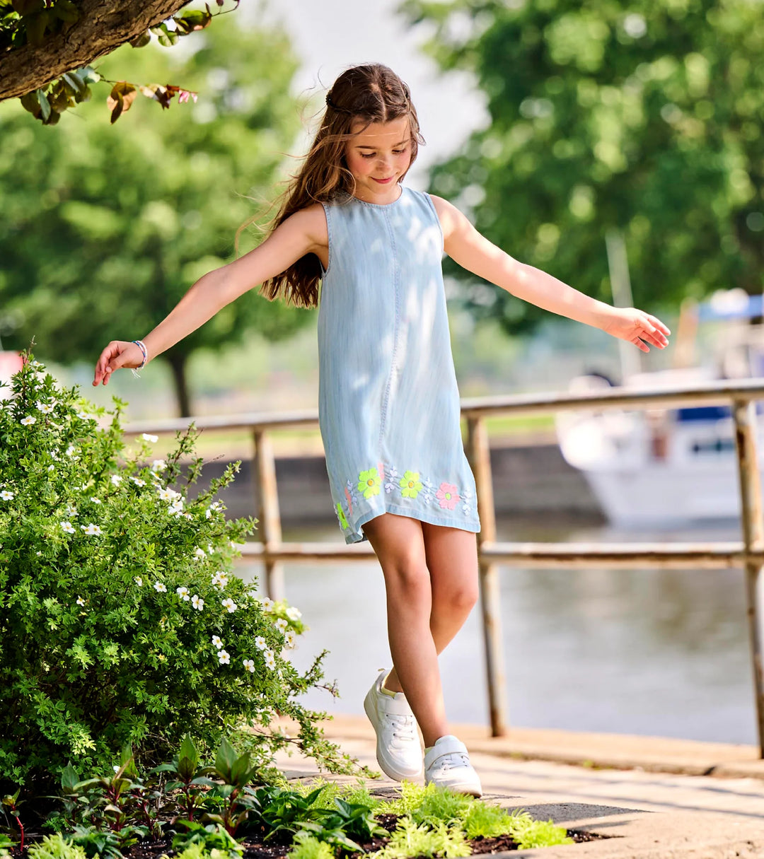 Tencel Embroidered Pinafore Dress
