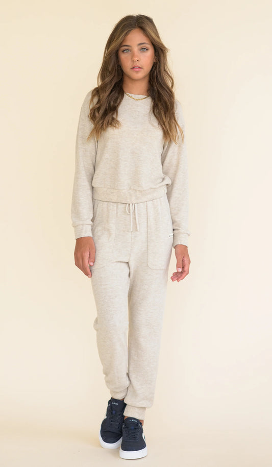 Oatmeal Hacci Banded Sweater