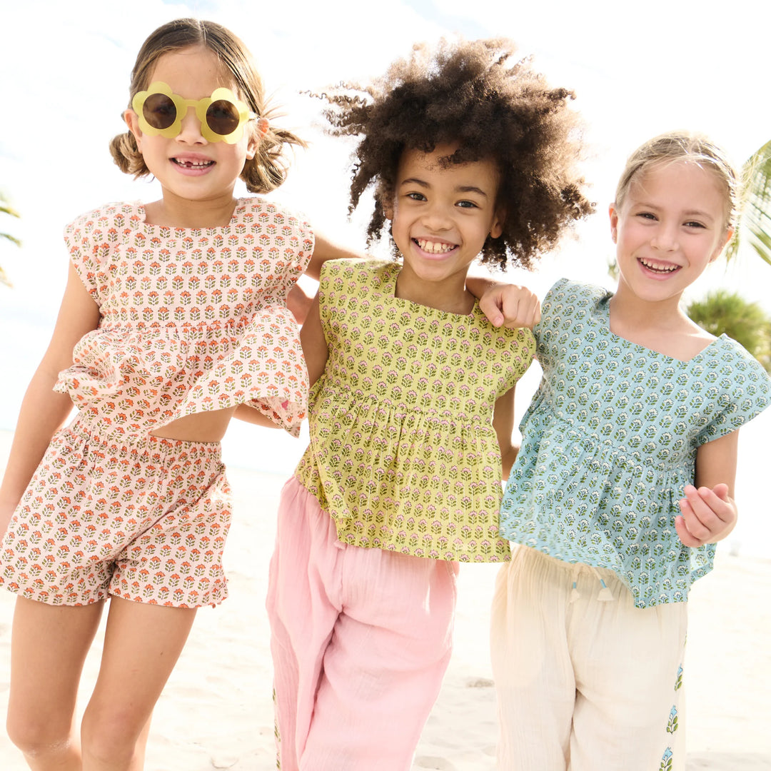 Pink Prairie Block Print Kamari Top