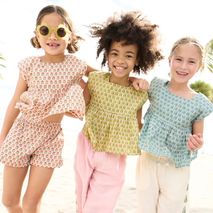 Pink Prairie Block Print Kamari Top