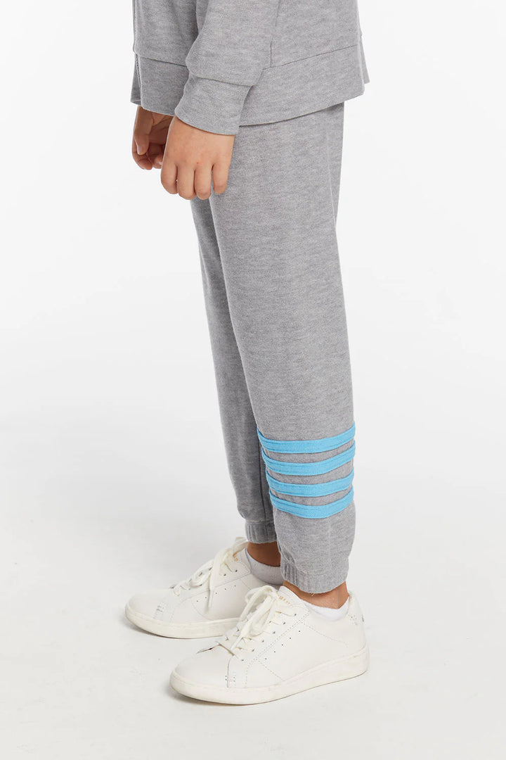 Boys Heather Grey No Side Seam Jogger with Strapping