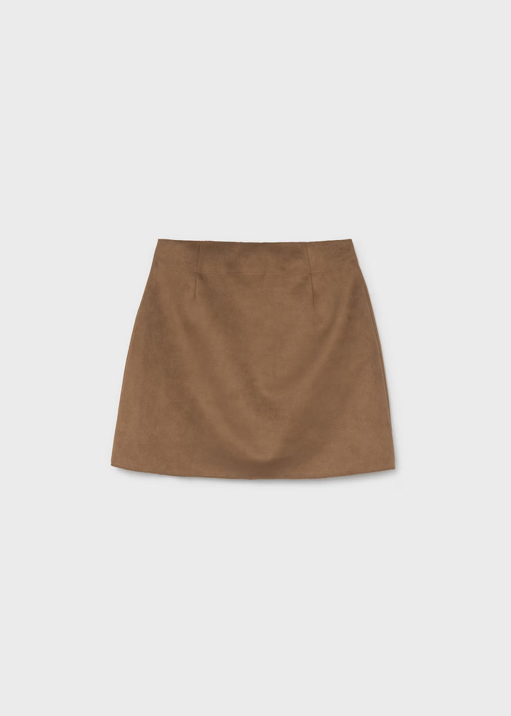 Camel Faux Suede Skirt