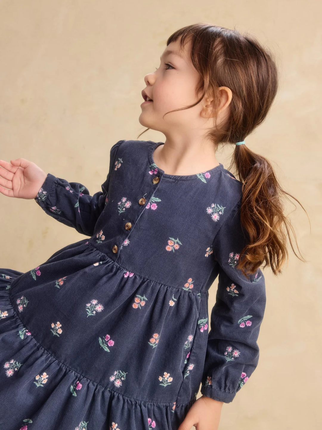 Corduroy Henley Shirtdress - Midnight Posy