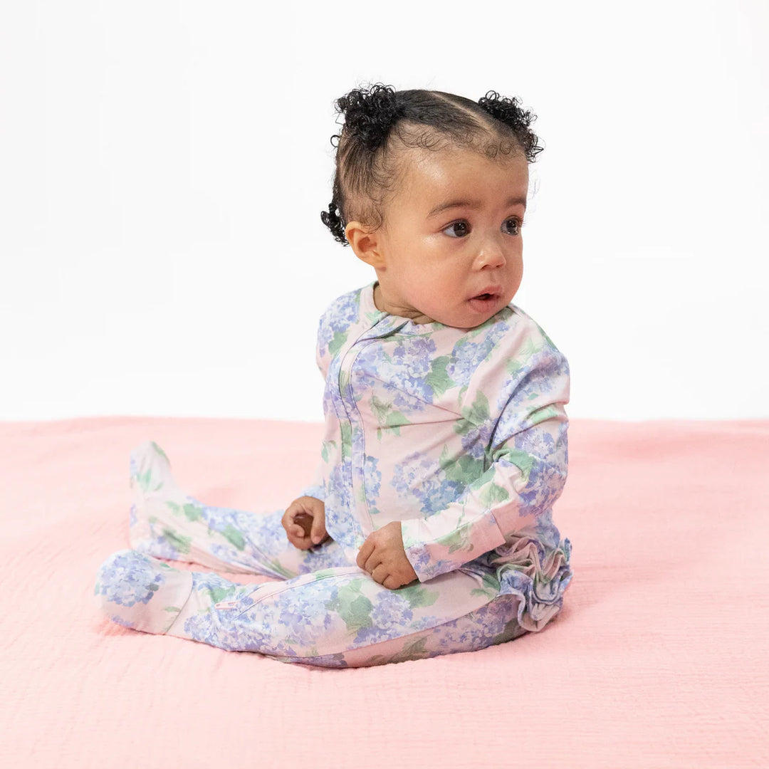 Hydrangea Ruffle Back Zipper Footie
