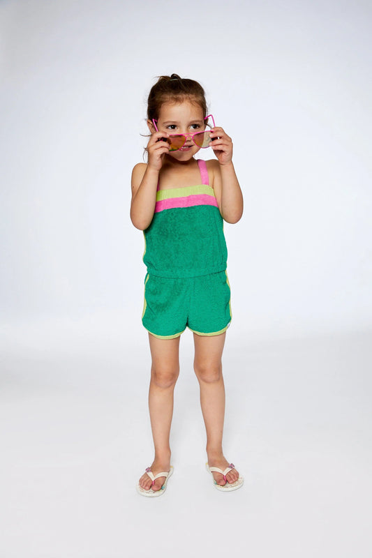 Terry Cloth Kelly Green Romper