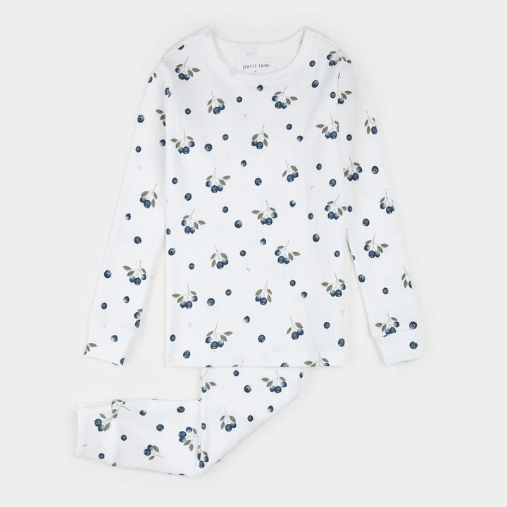 Blueberries Print on Ribbed PJ Set