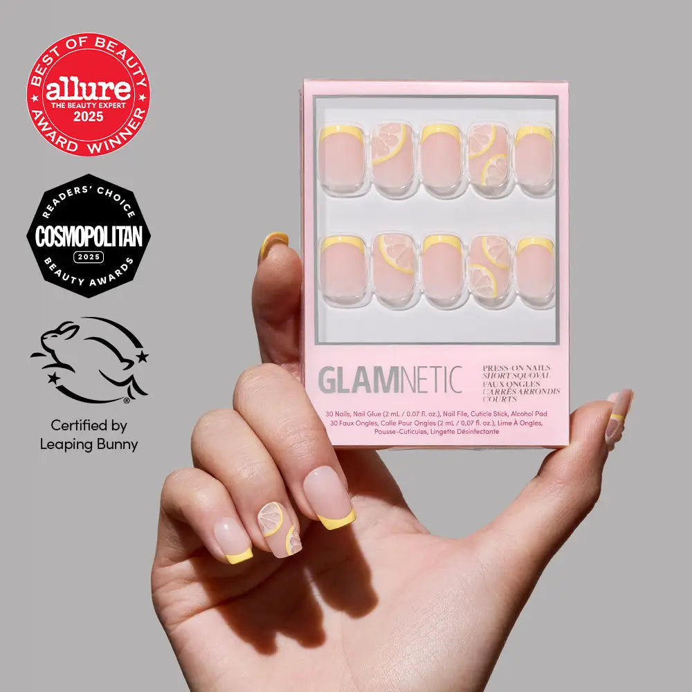 Limonata Press on Nails Yellow French Tip Squoval