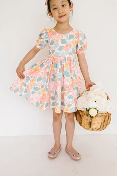 Puff Twirl Dress in Soft Floral