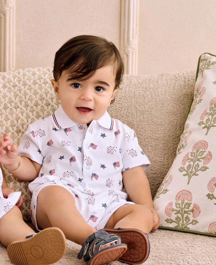 Star-Spangled Freedom Short Playsuit w/ Collar