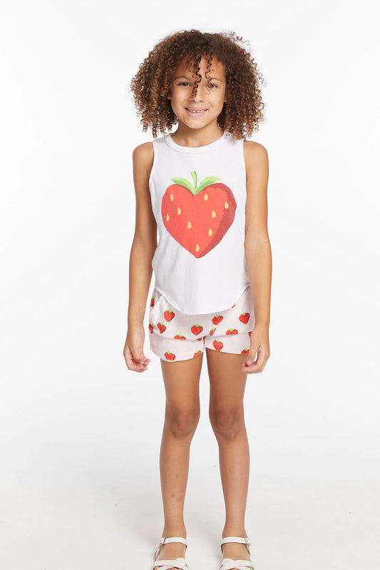 Heart Strawberry Girls Vintage Jersey Shirttail Muscle