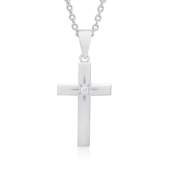 Cross Necklace with CZ Silver