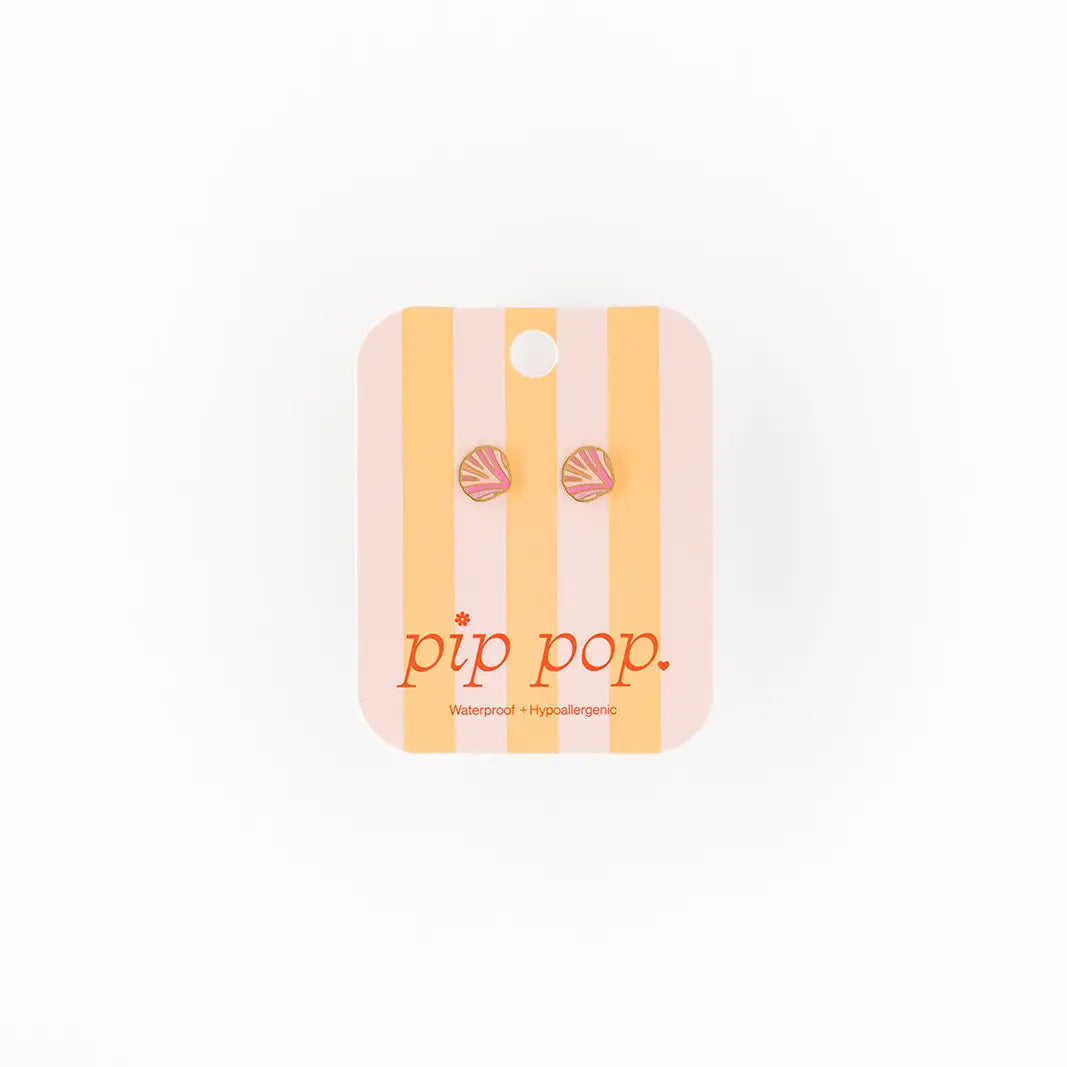 Pink Seashell Stud Earrings