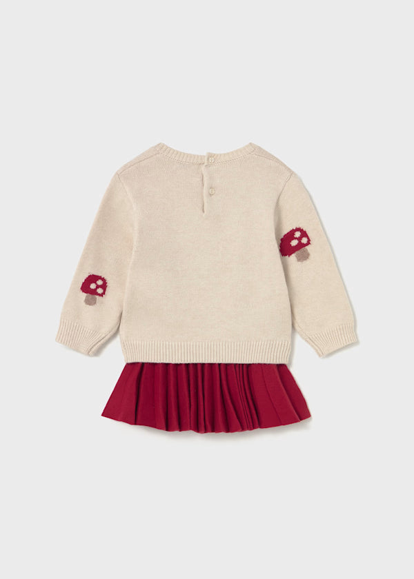 Mushroom Sweater & Pleated Skirt Set