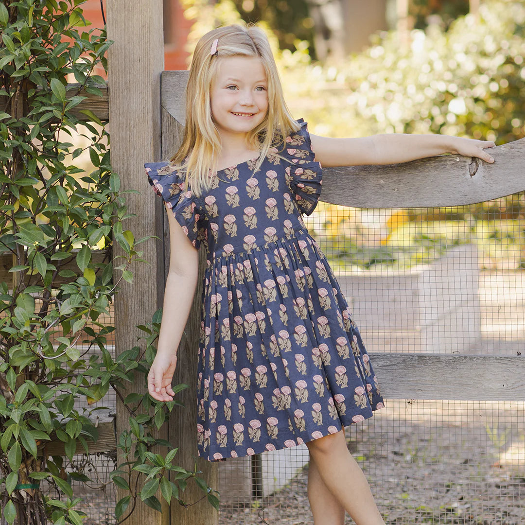 Navy Flower Drop Elsie Dress