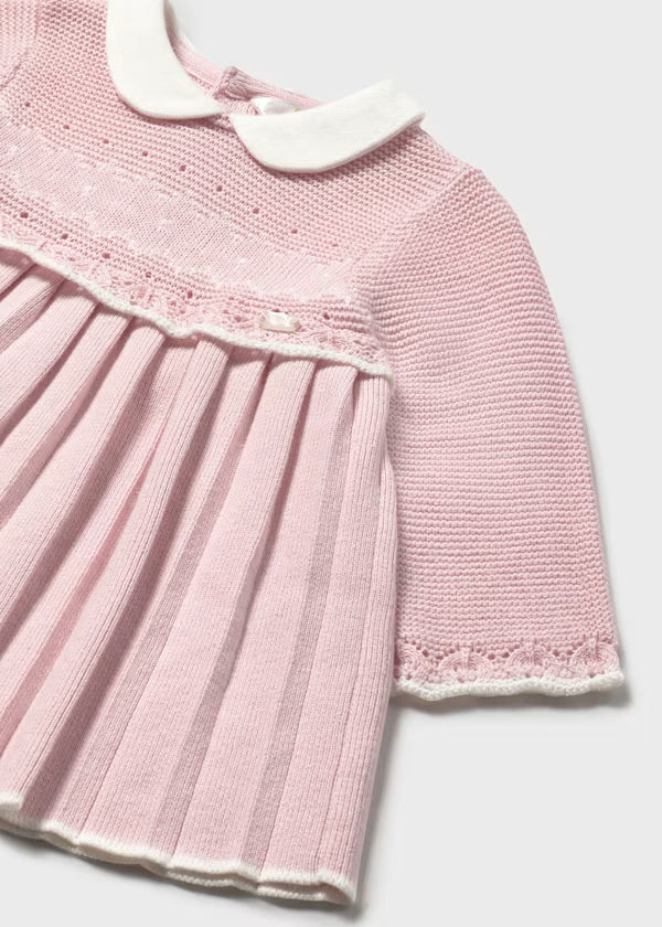 Baby Pink Pleated Knit Dress