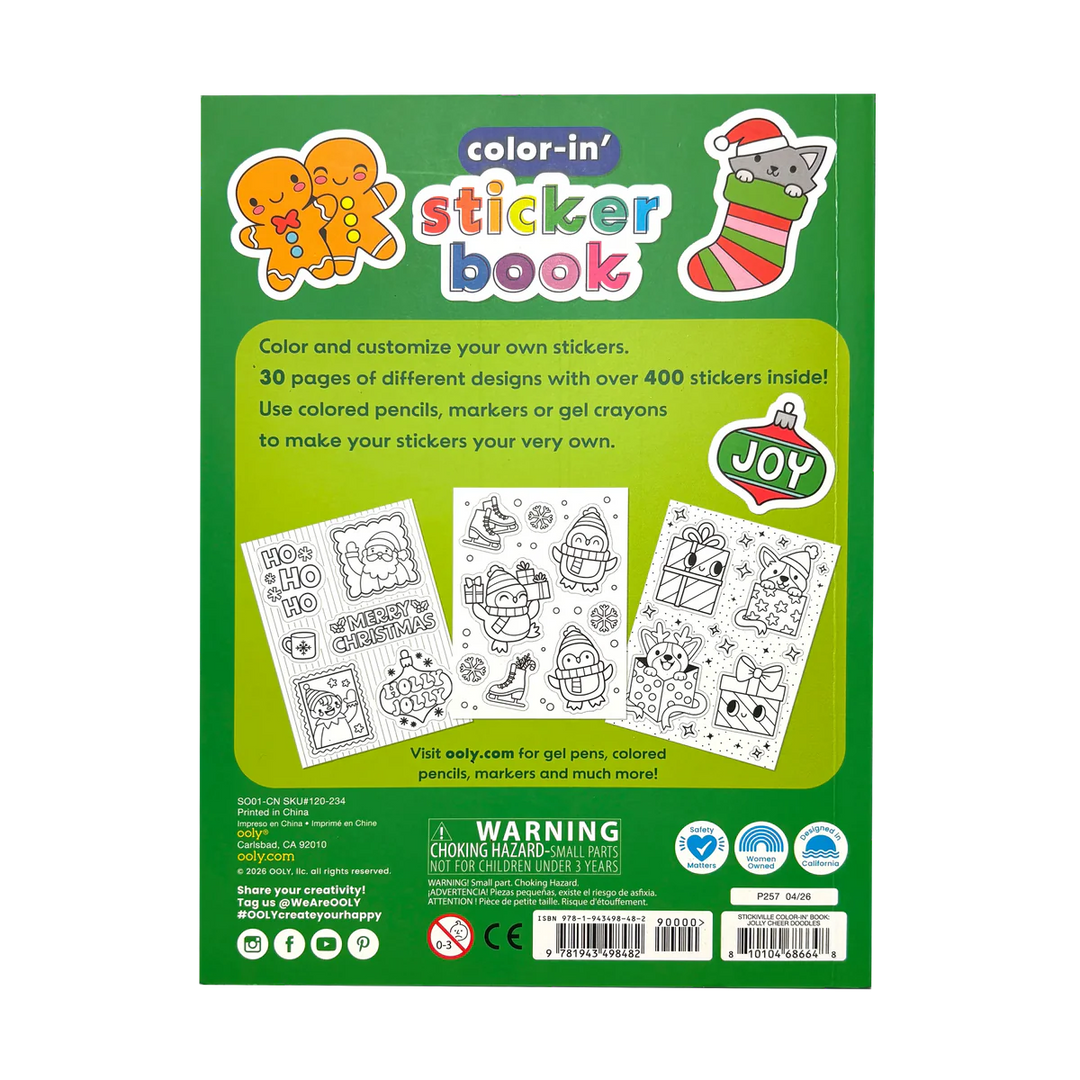 Stickiville Color In Sticker Book Jolly Cheer Doodles