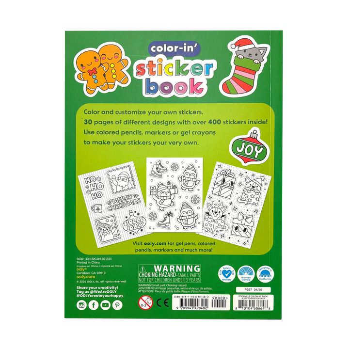 Stickiville Color In Sticker Book Jolly Cheer Doodles
