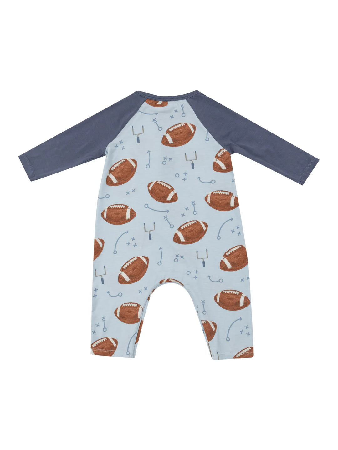 Footballs Blue Longsleeve raglan Romper