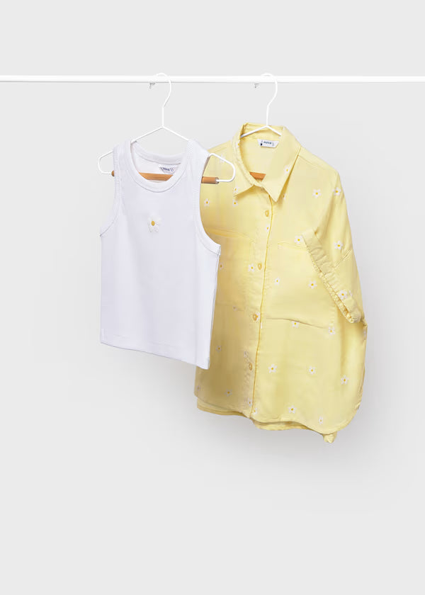 Daisy Embroidered Shirt with Tank
