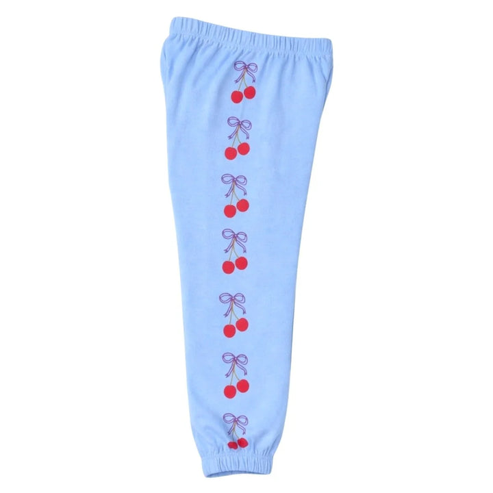 Cherry Bows Cozy Knit Slim Slouchy Pants