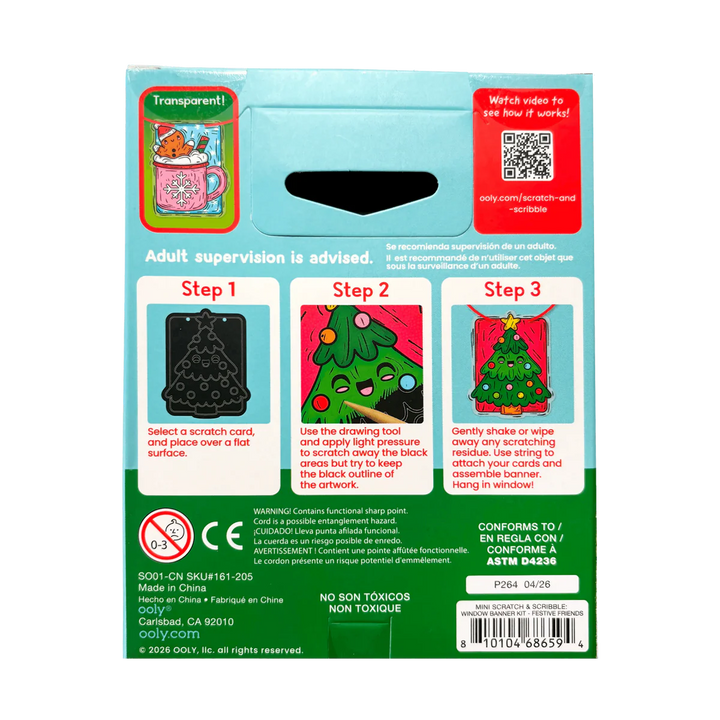 Mini Scratch & Scribble Window Banner Kit Festive Friends
