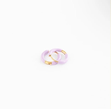Enamel Hoop Earrings - Hypoallergenic Lavender