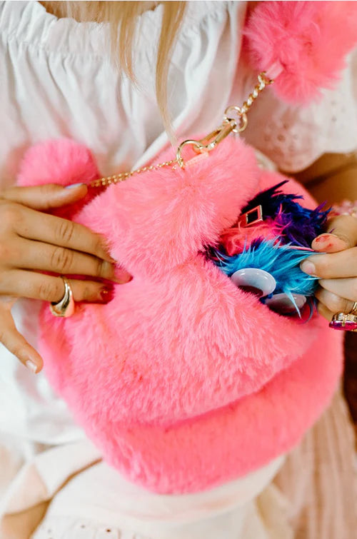 Pinky Promise Fuchsia Furry Purse