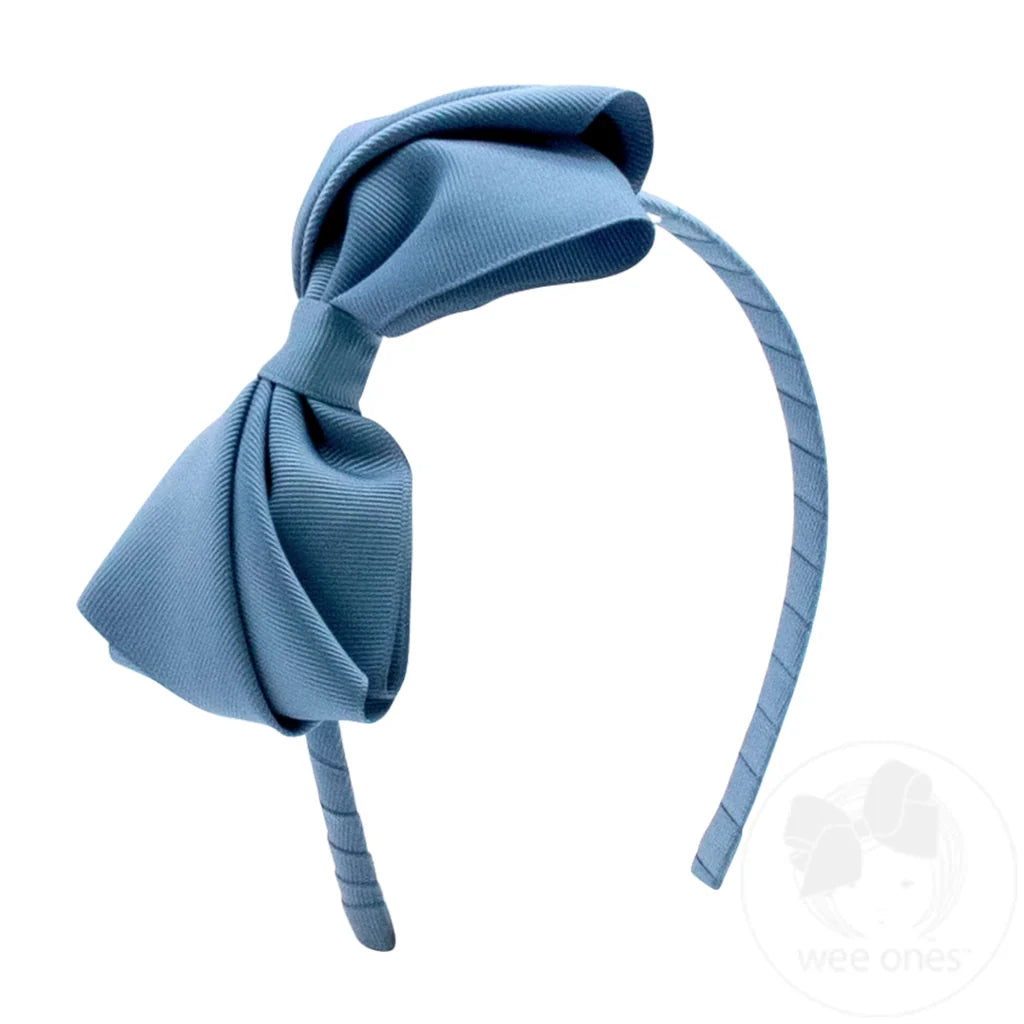 Mini King Pleated Grosgrain Hair Bow Headband