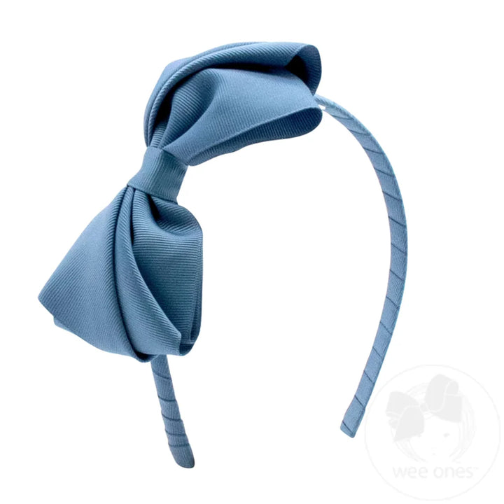 Mini King Pleated Grosgrain Hair Bow Headband