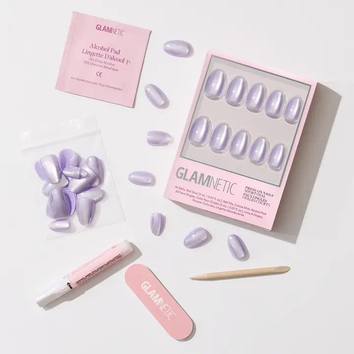 Mermaid's Tail Press-On Nails | Short Oval Purple Iridiscent