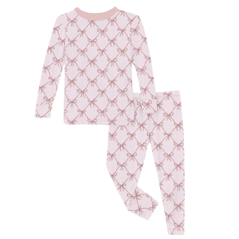 Bow Lattice Bamboo Pajama Set