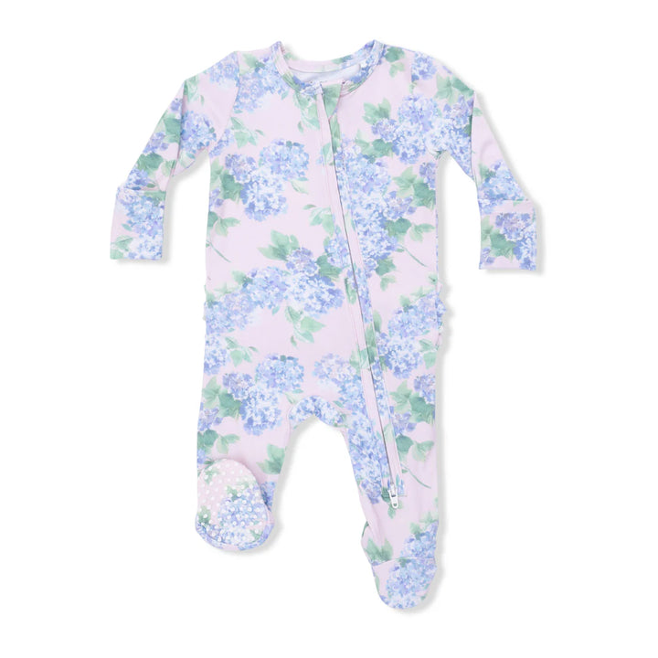Hydrangea Ruffle Back Zipper Footie