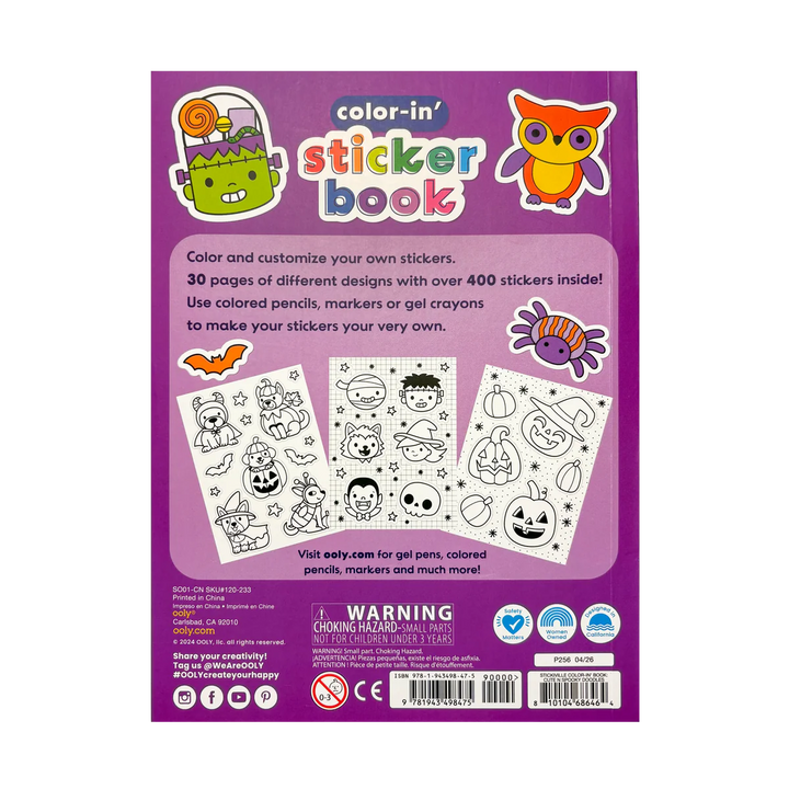 Stickiville Color In Sticker Book Cute N Spooky Doodles