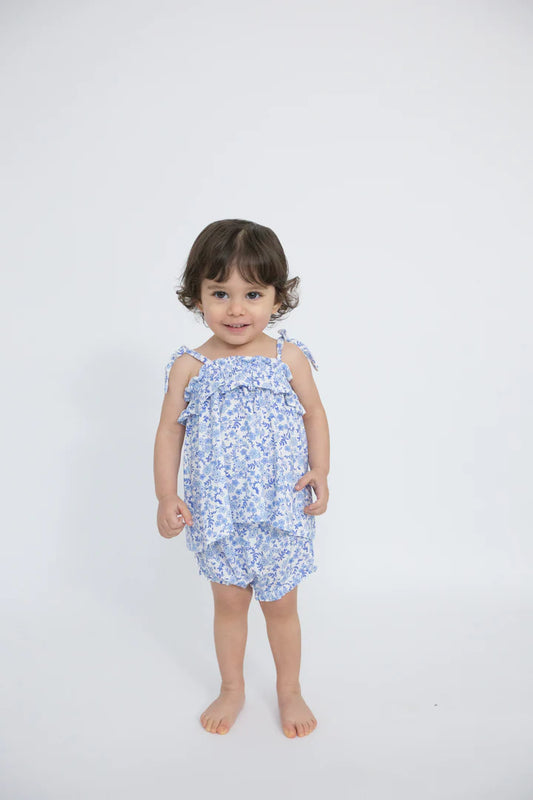 Tie Strap Smocked Sundress with Diaper Cover