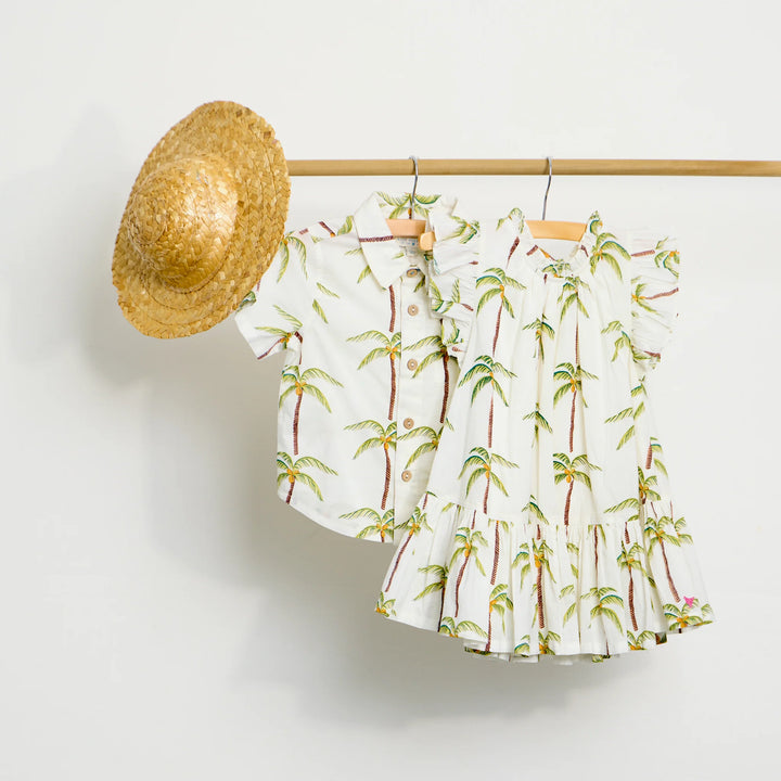 Boys Jack Shirt Cream Palm Trees