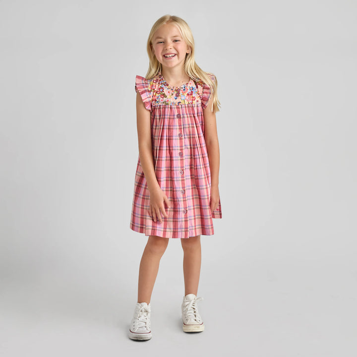 Kaylee Dress Burgundy Madras Plaid