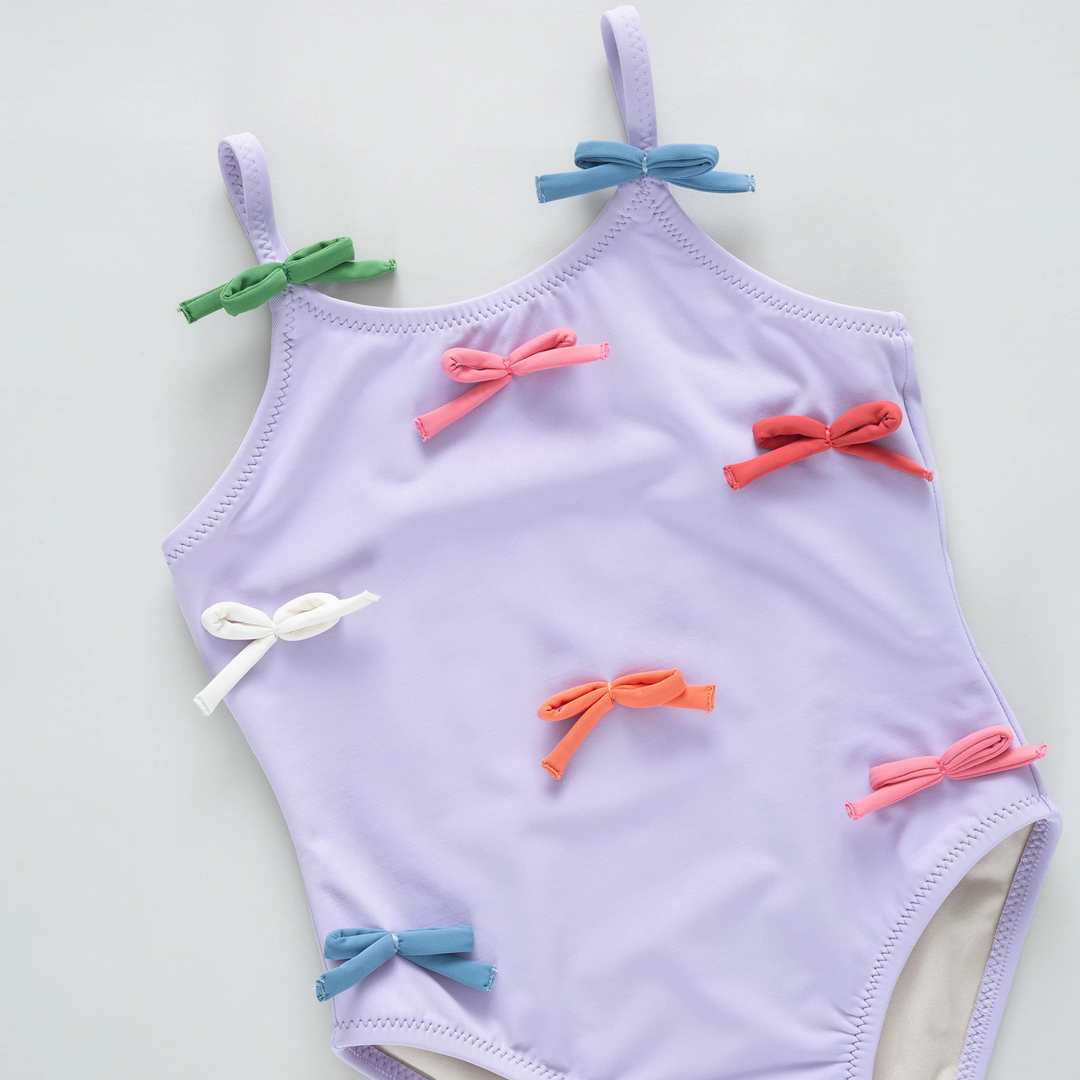 Lottie Suit Lavender Multi Bow Applique