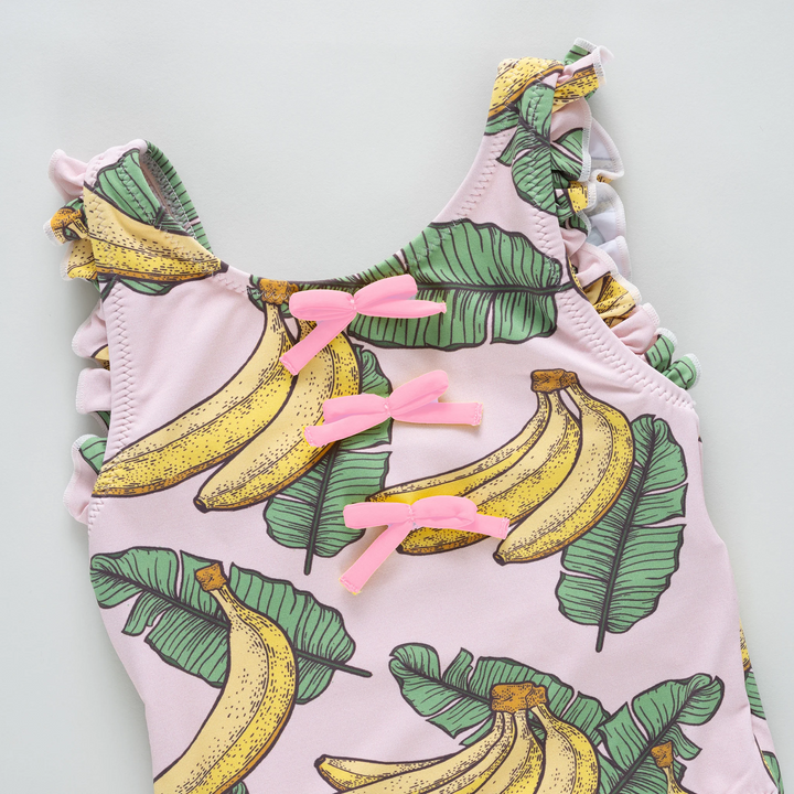 Sylvie Bow Suit Pink Banana Leaves