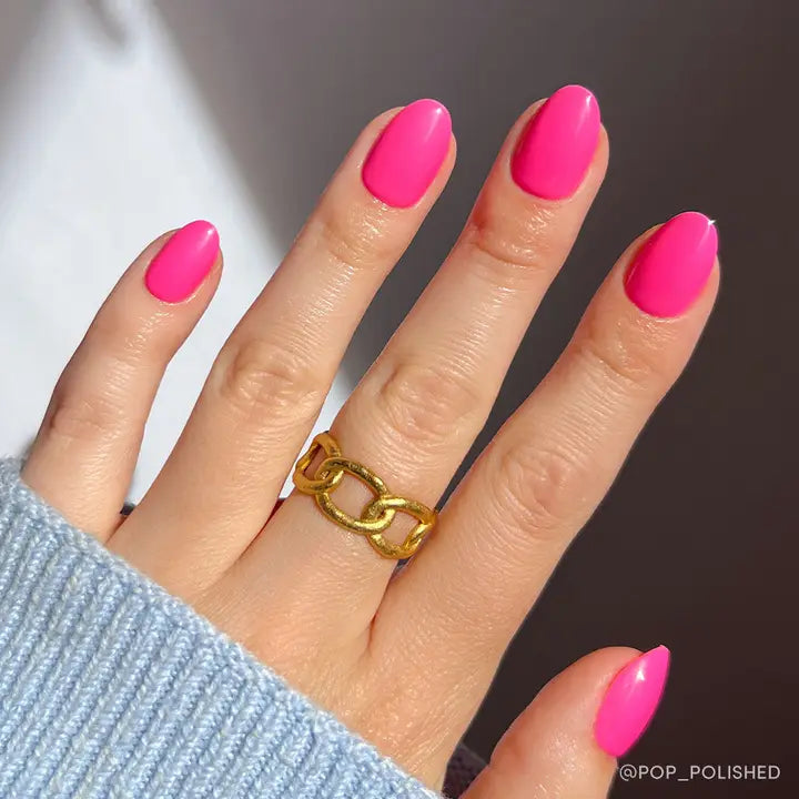 Hot Pink Press-On Nails | Solid Nails | Short Oval Length